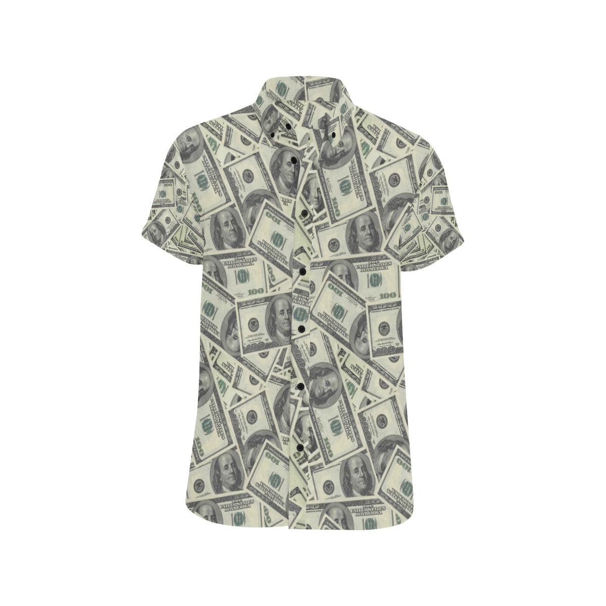 Dollar Pattern Print Design DO02 Men's Short Sleeve Button Up Shirt