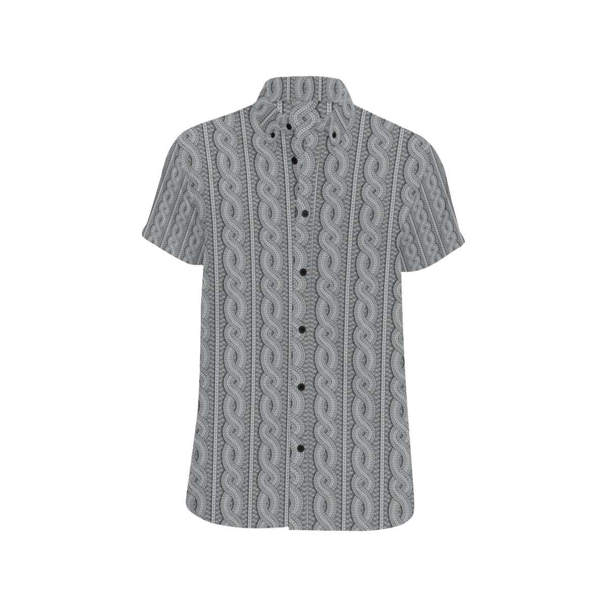 Cable Knit Pattern Print Design 01 Men's Short Sleeve Button Up Shirt