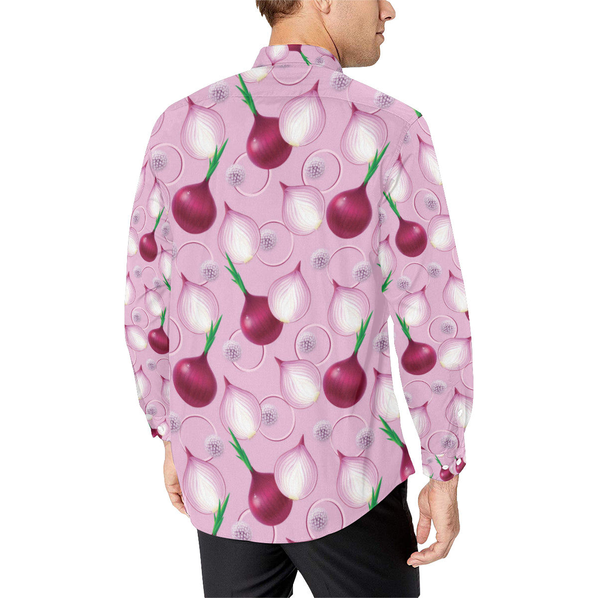 Onion Pattern Print Design A01 Men's Long Sleeve Shirt