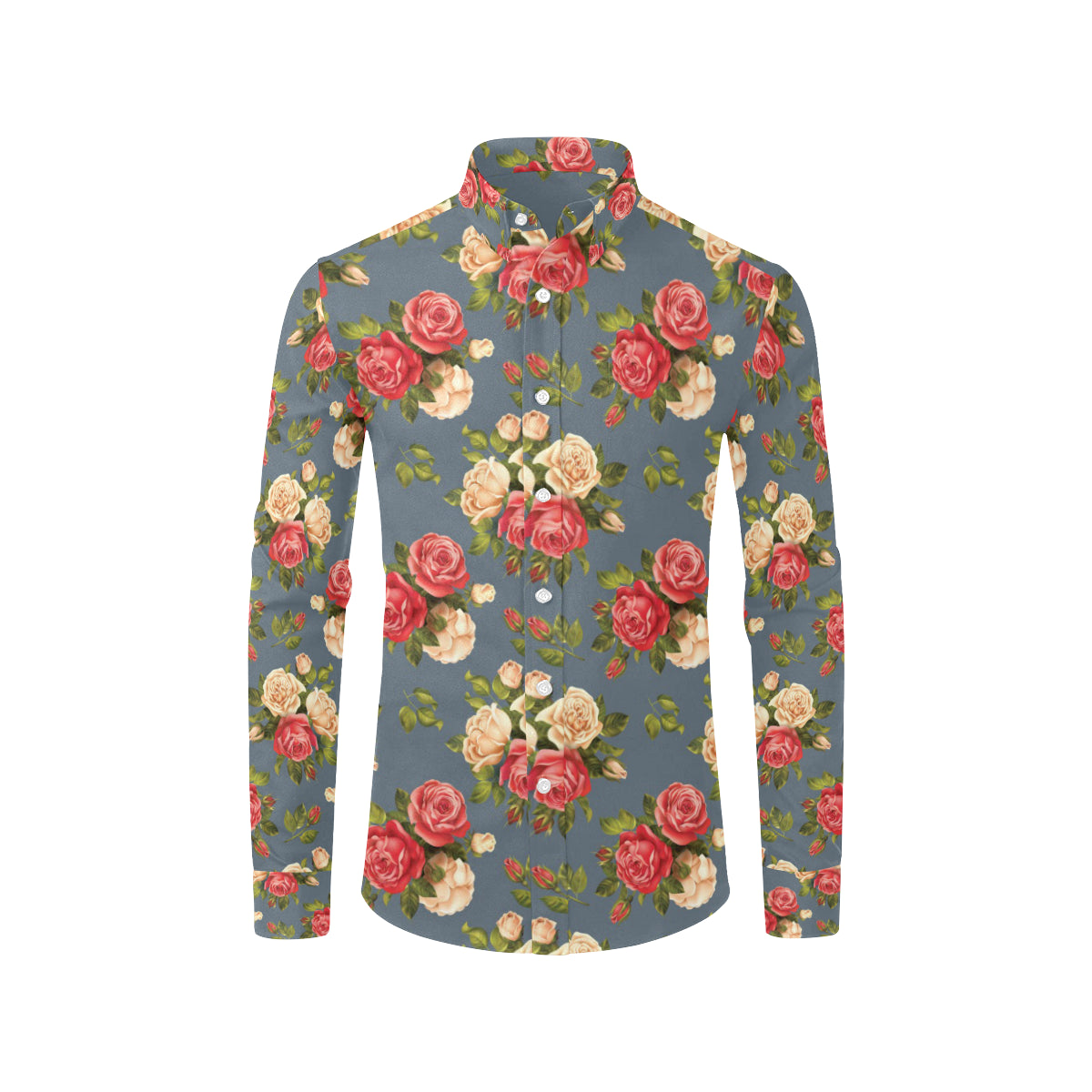 Rose Pattern Print Design RO017 Men's Long Sleeve Shirt