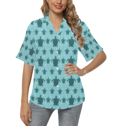 Sea Turtle Print Design LKS305 Women's Hawaiian Shirt
