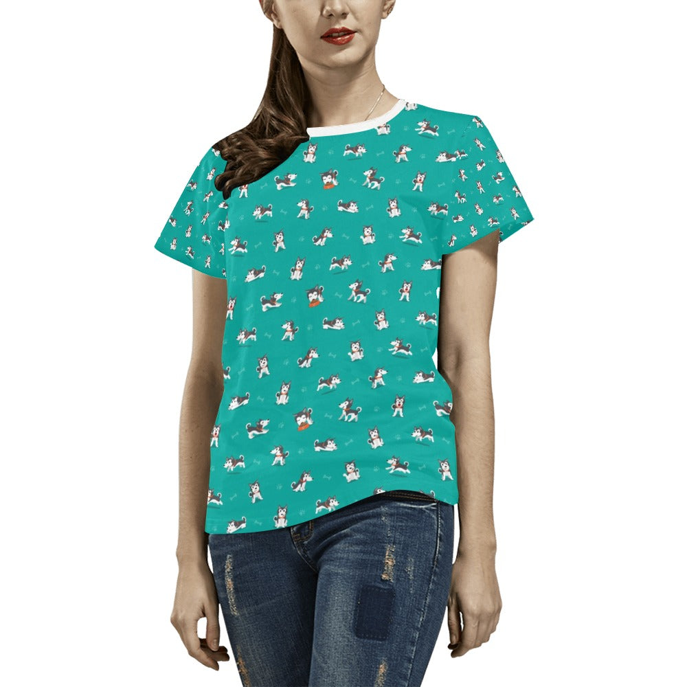 Siberian Huskies Print Design LKS303 Women's  T-shirt