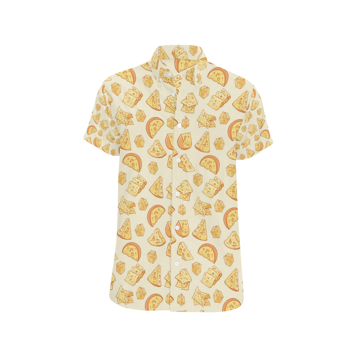 Cheese Pattern Print Design 01 Men's Short Sleeve Button Up Shirt