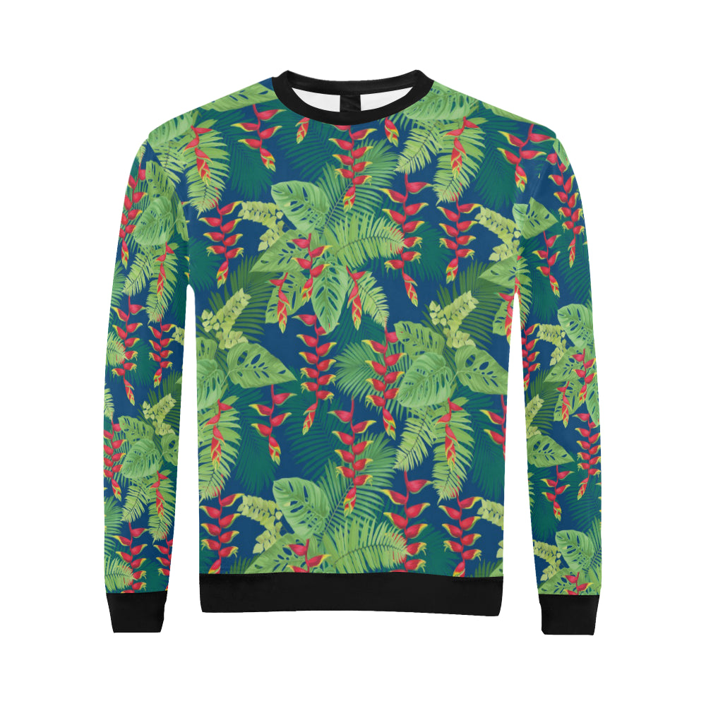 Heliconia Pattern Print Design HL08 Men Long Sleeve Sweatshirt