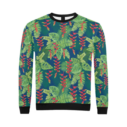 Heliconia Pattern Print Design HL08 Men Long Sleeve Sweatshirt