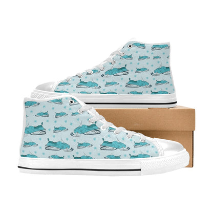 Snowmobile Print Design LKS301 High Top Women's White Shoes