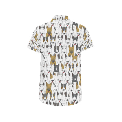 Bull Terriers Pattern Print Design 03 Men's Short Sleeve Button Up Shirt