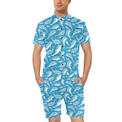 Dolphin Cute Print Pattern Men's Romper