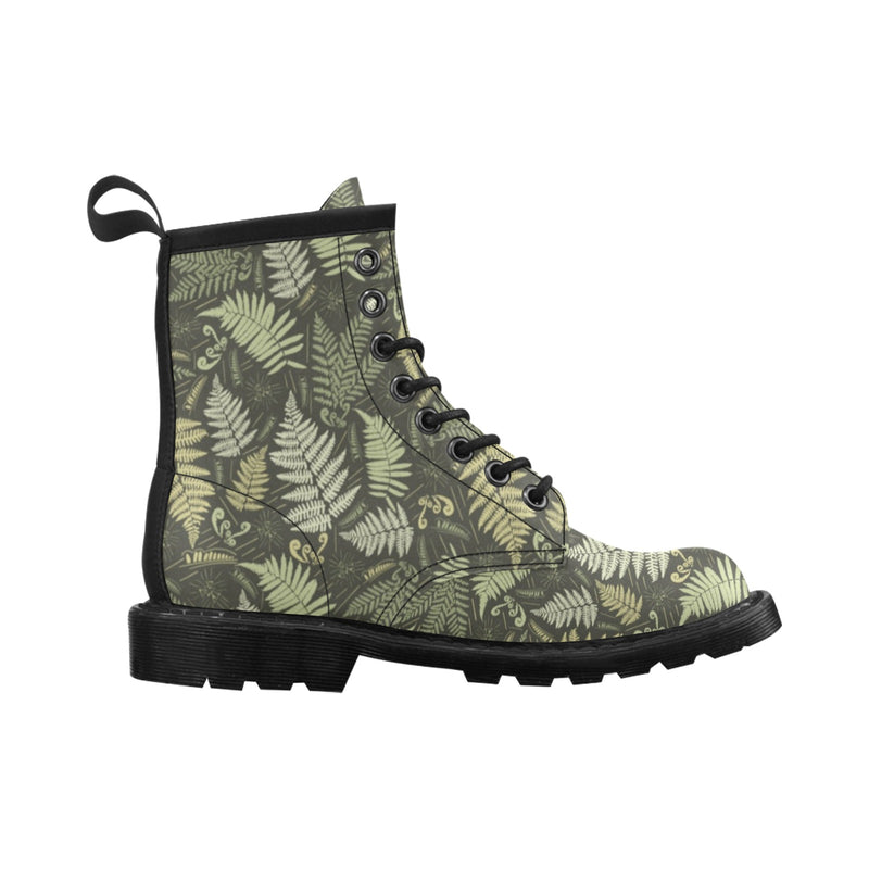 Fern Leave Green Print Pattern Women's Boots