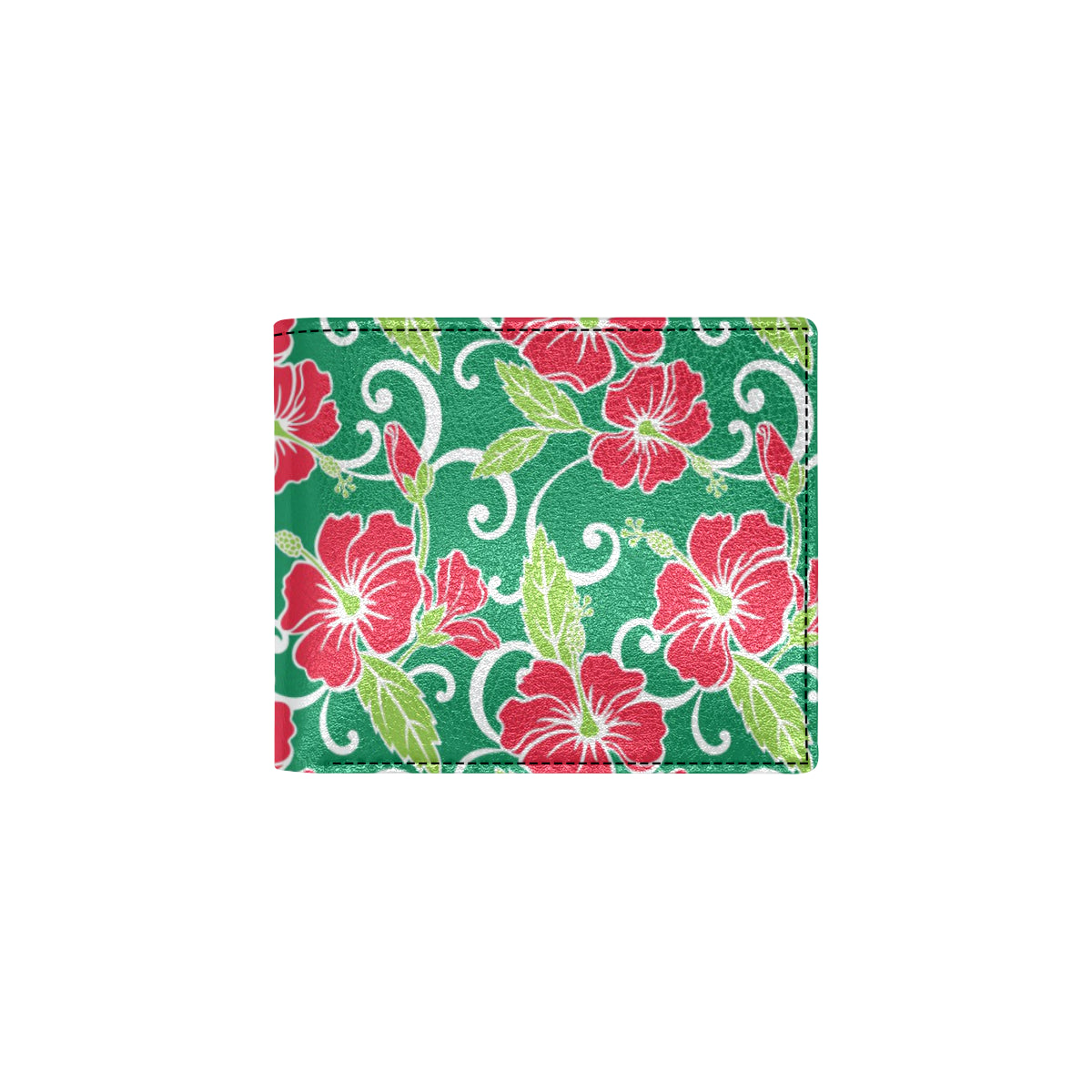 Red Hibiscus Pattern Print Design HB019 Men's ID Card Wallet