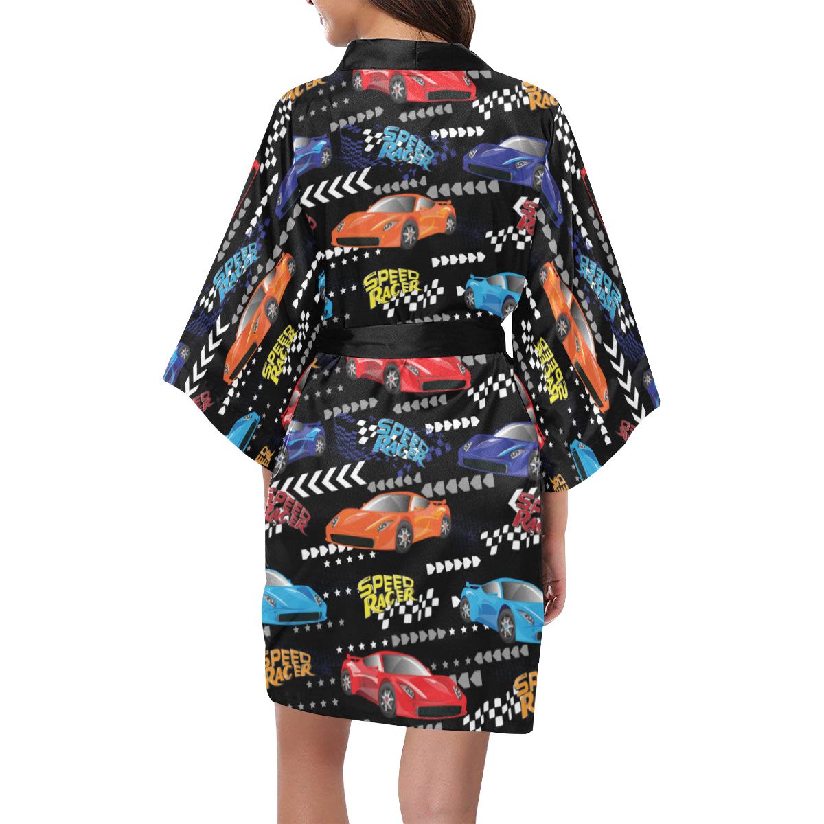 Racing Pattern Print Design A05 Women's Short Kimono