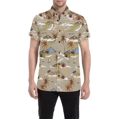 Pacific island Pattern Print Design A05 Men's Short Sleeve Button Up Shirt