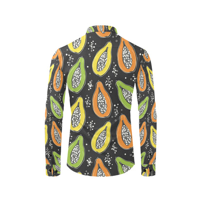 Papaya Pattern Print Design PP05 Men's Long Sleeve Shirt