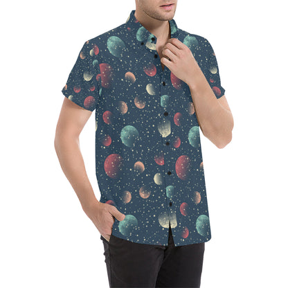 Cosmic Pattern Print Design 04 Men's Short Sleeve Button Up Shirt