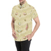 Beach with Seashell Theme Men's Short Sleeve Button Up Shirt