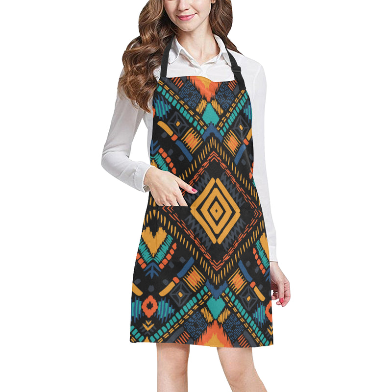 Kente Pattern Print Design 05 Apron with Pocket