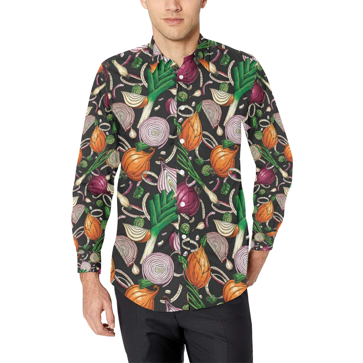Onion Pattern Print Design A03 Men's Long Sleeve Shirt