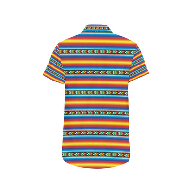 Mexican Blanket ZigZag Print Pattern Men's Short Sleeve Button Up Shirt