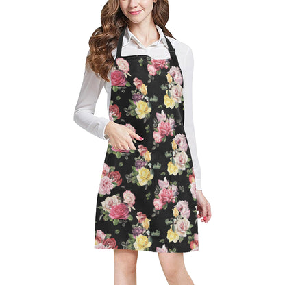 Rose Pattern Print Design RO010 Apron with Pocket