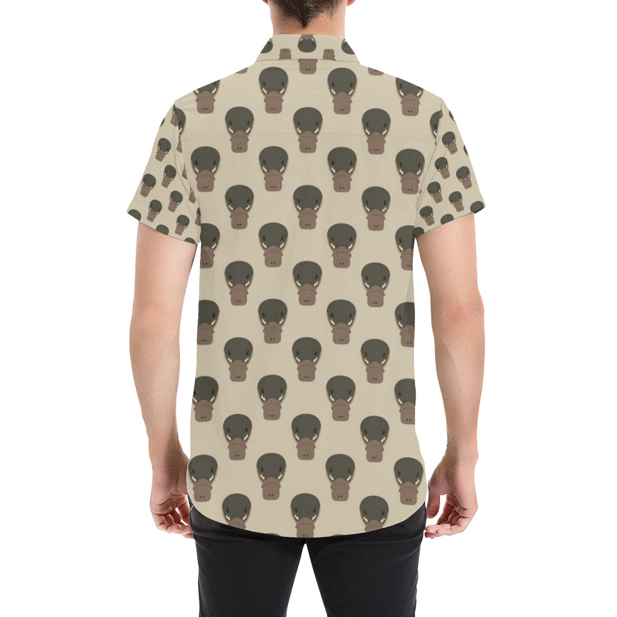 Platypus Pattern Print Design A03 Men's Short Sleeve Button Up Shirt