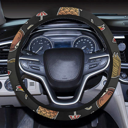 Hula Dancers Hawaiian Style Pattern Print Design 0 Steering Wheel Cover with Elastic Edge