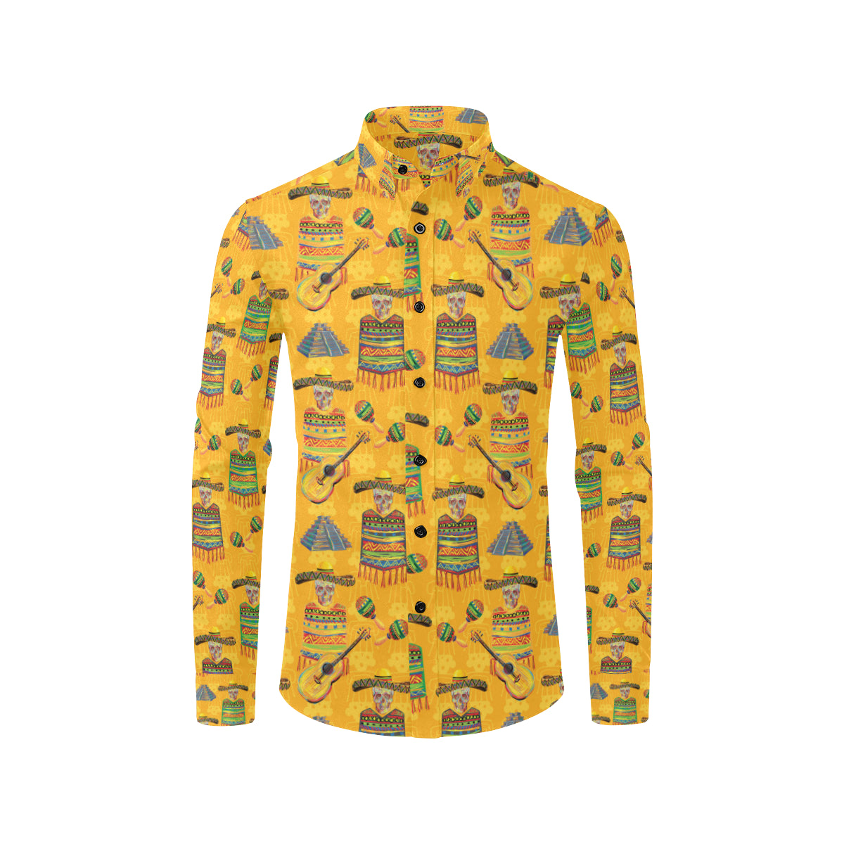 Maracas Mexican Style Pattern Print Design 02 Men's Long Sleeve Shirt