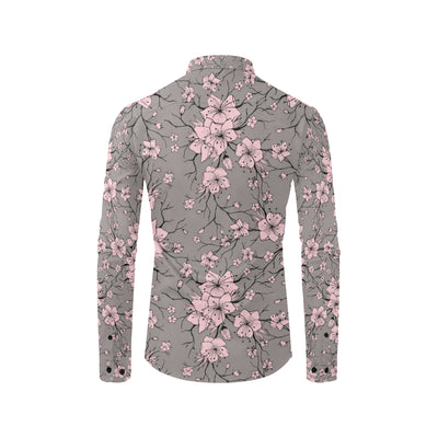 Cherry Blossom Pattern Print Design CB05 Men's Long Sleeve Shirt