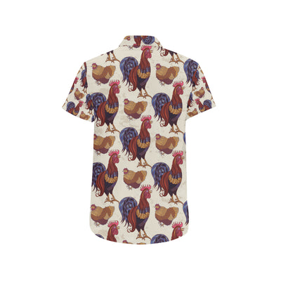 Rooster Pattern Print Design A03 Men's Short Sleeve Button Up Shirt