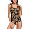 Brown Hibiscus Pattern Print Design HB06 Women Swimsuit