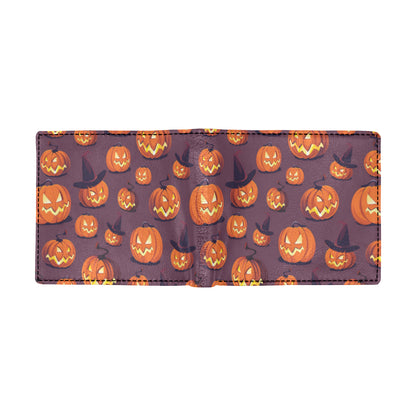 Halloween Pumpkin Pattern Print Design 03 Men's ID Card Wallet