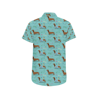 Dachshund Paw Decorative Print Pattern Men's Short Sleeve Button Up Shirt