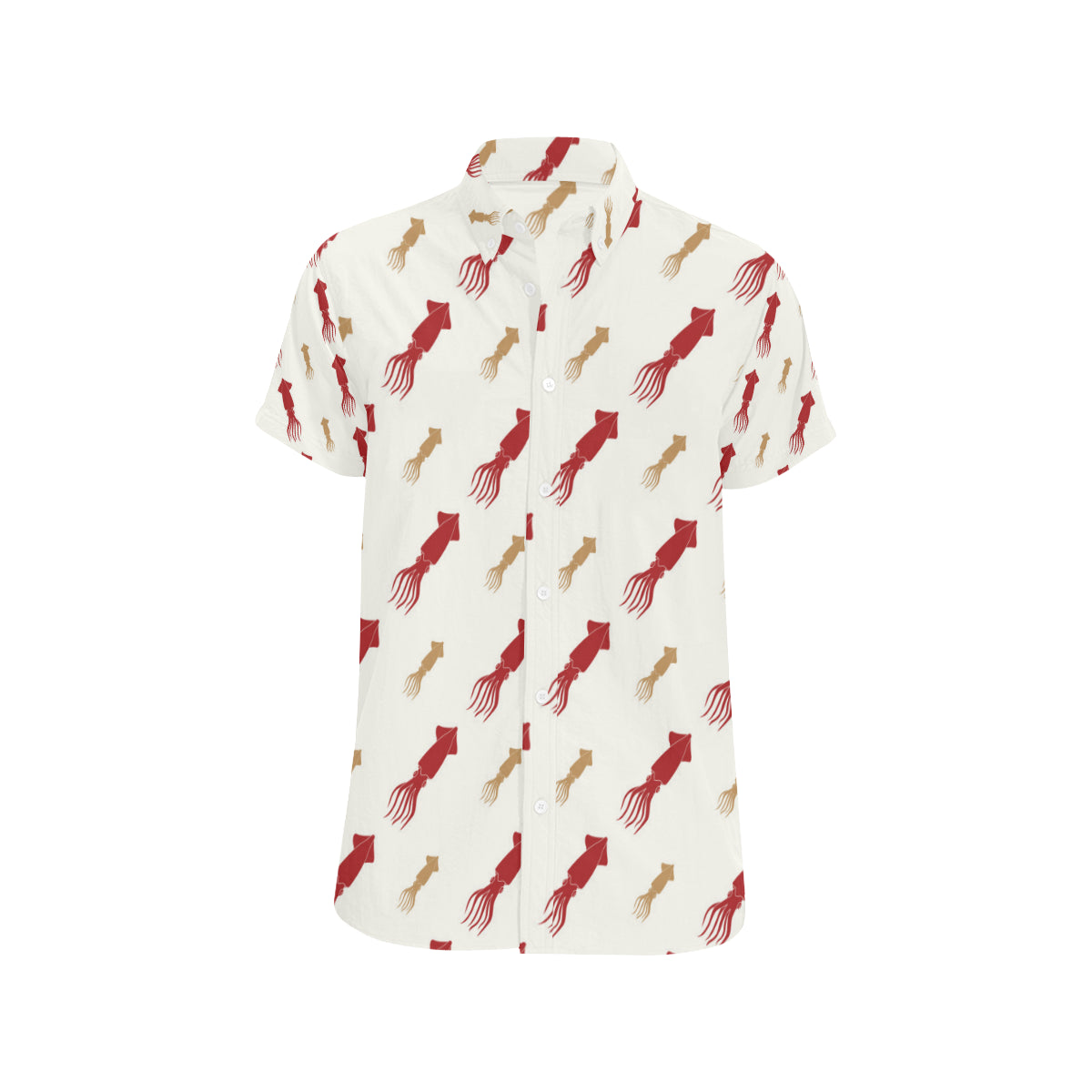 Giant Squid Pattern Print Design 01 Men's Short Sleeve Button Up Shirt