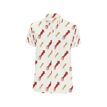 Giant Squid Pattern Print Design 01 Men's Short Sleeve Button Up Shirt