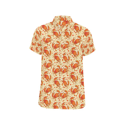 Crab Pattern Print Design 01 Men's Short Sleeve Button Up Shirt