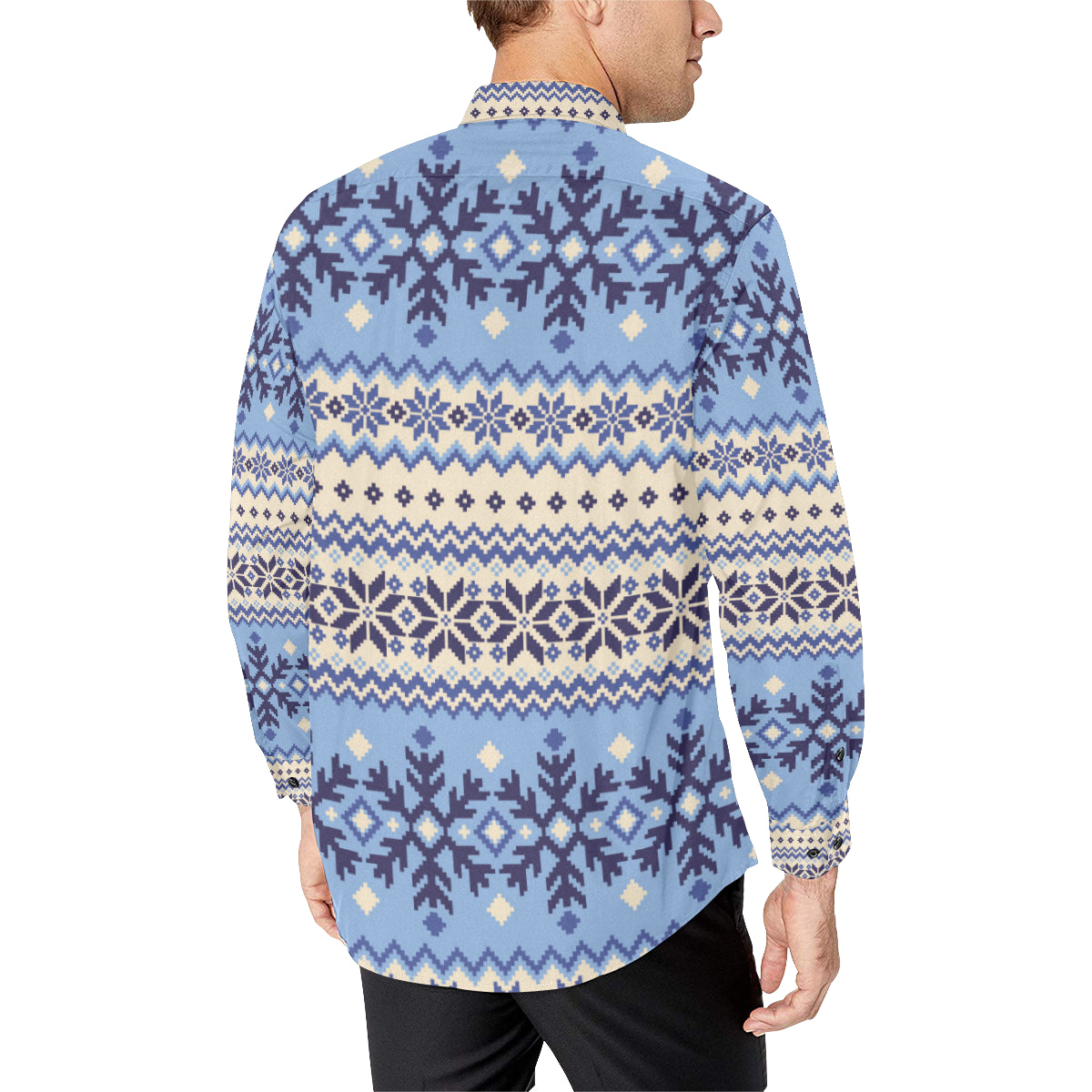 Nordic Pattern Print Design A03 Men's Long Sleeve Shirt