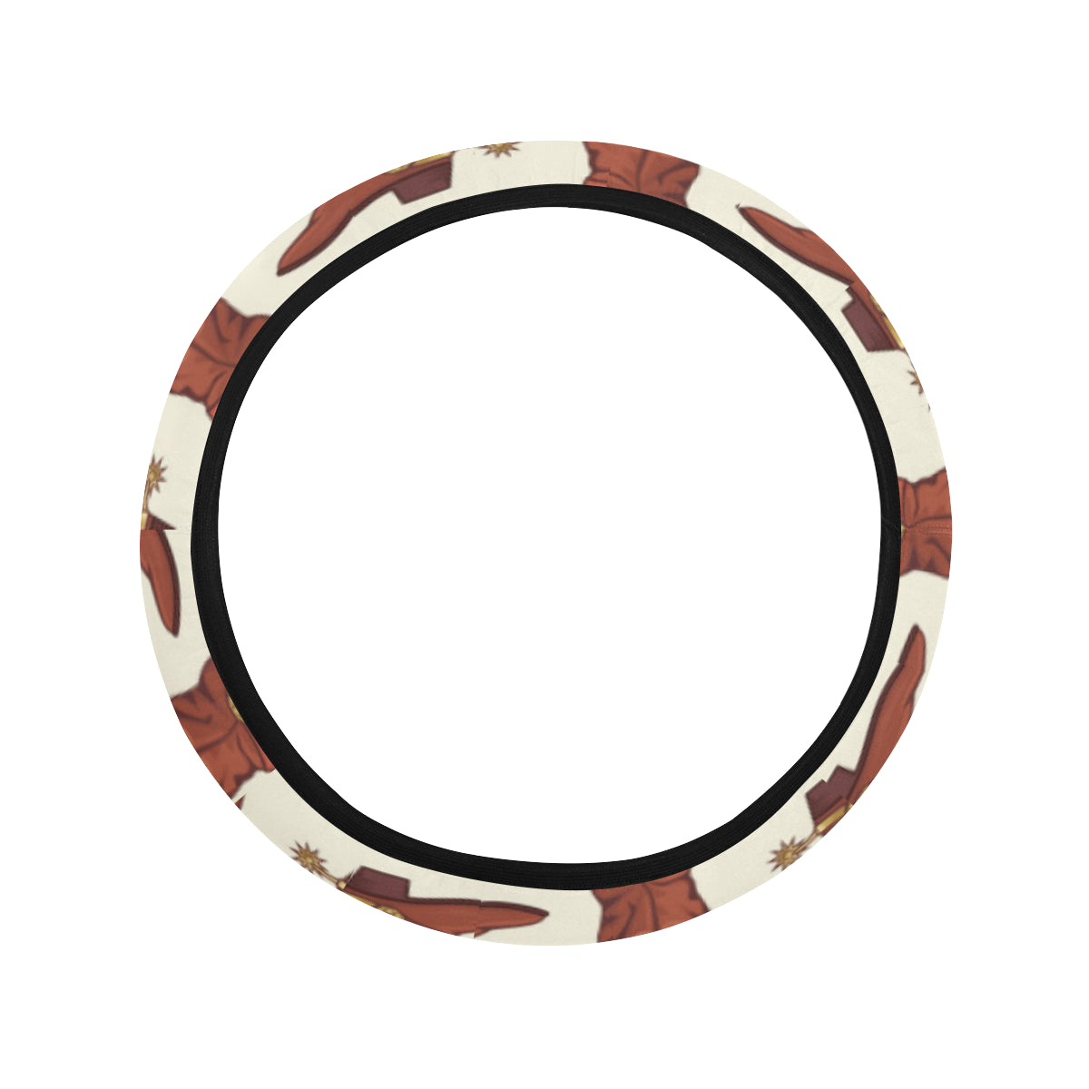 Cowboy Pattern Print Design 06 Steering Wheel Cover with Elastic Edge