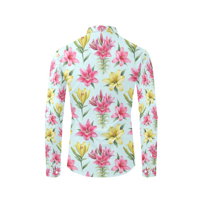 Lily Pattern Print Design LY010 Men's Long Sleeve Shirt