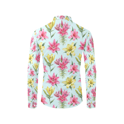 Lily Pattern Print Design LY010 Men's Long Sleeve Shirt