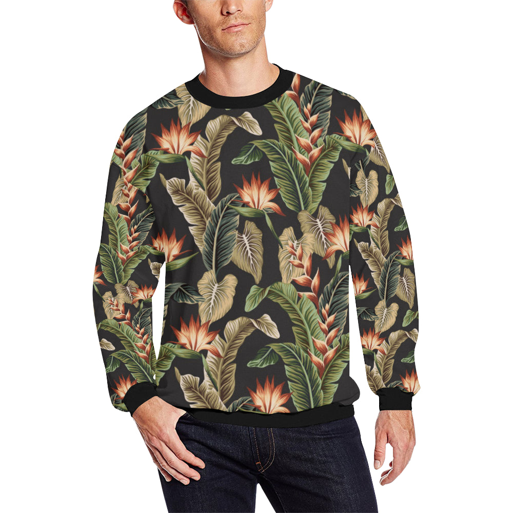 Tropical Flower Pattern Print Design TF014 Men Long Sleeve Sweatshirt