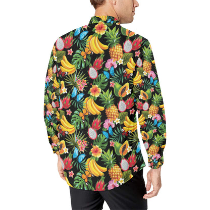 Tropical Fruits Pattern Print Design TF04 Men's Long Sleeve Shirt