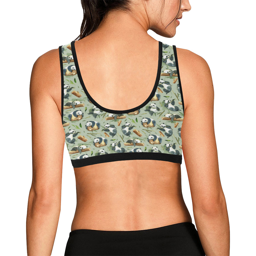 Panda Bear Design Bamboo Print Sports Bra