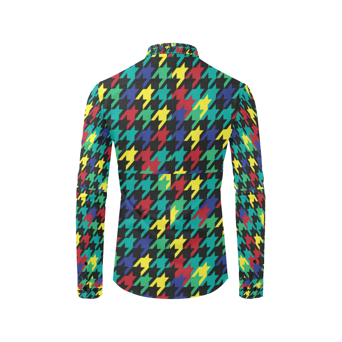 Houndstooth Colorful Pattern Print Design 02 Men's Long Sleeve Shirt