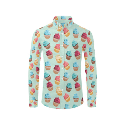 Cupcake Pattern Print Design 01 Men's Long Sleeve Shirt