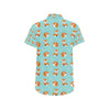 Fox Design Snow Print Pattern Men's Short Sleeve Button Up Shirt