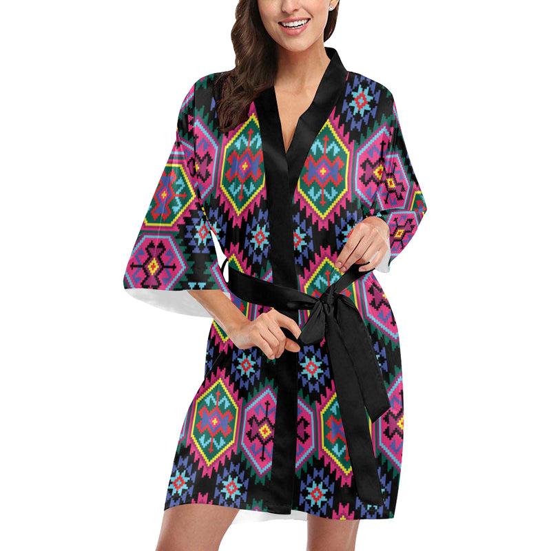 Mexican Pattern Print Design 02 Women's Short Kimono