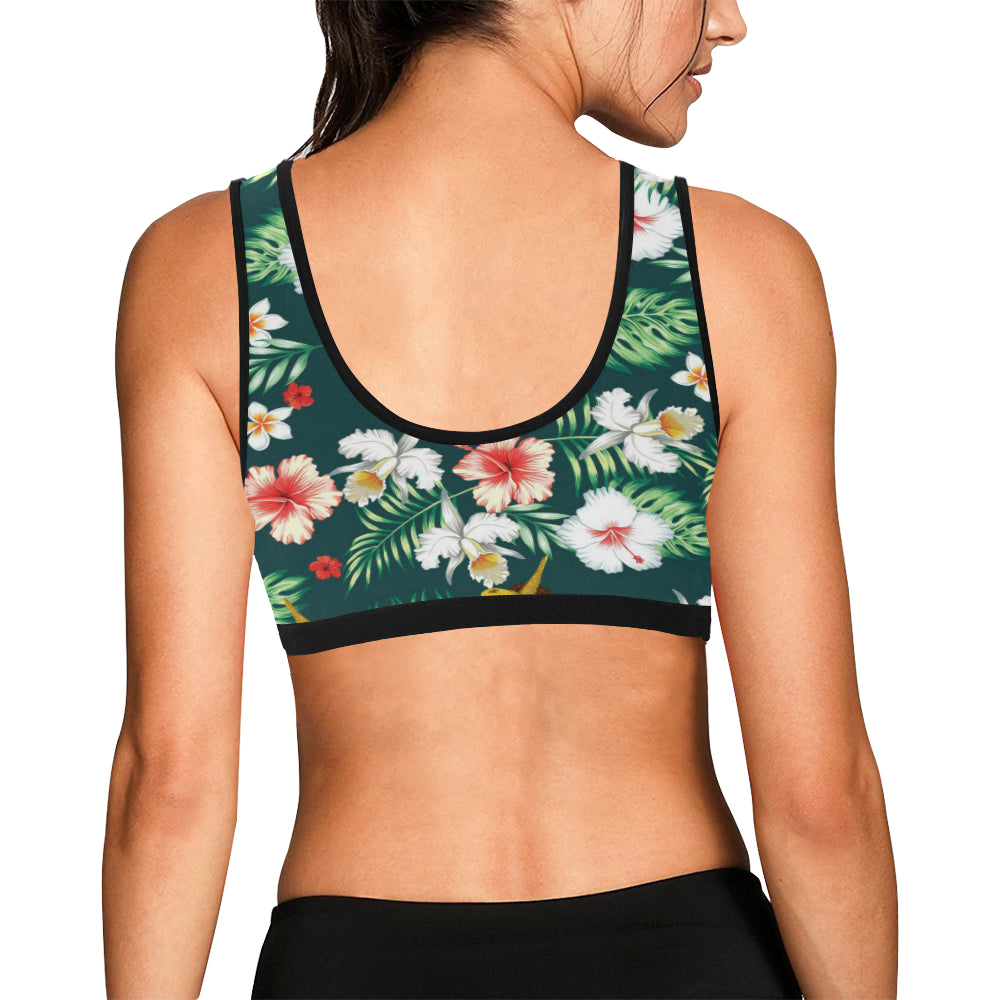 Hawaiian Flower Design with SeaTurtle Print Sports Bra