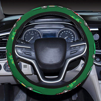 Camper Camping Christmas Themed Print Steering Wheel Cover with Elastic Edge