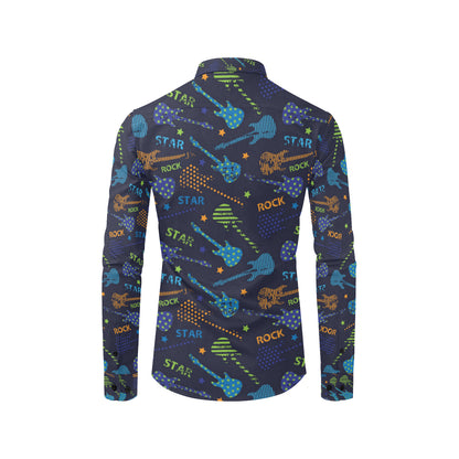 Rock and Roll Pattern Print Design A04 Men's Long Sleeve Shirt