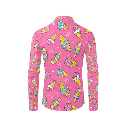 Ice Cream Pattern Print Design IC04 Men's Long Sleeve Shirt
