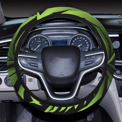 Green Neon Tropical Palm Leaves Steering Wheel Cover with Elastic Edge